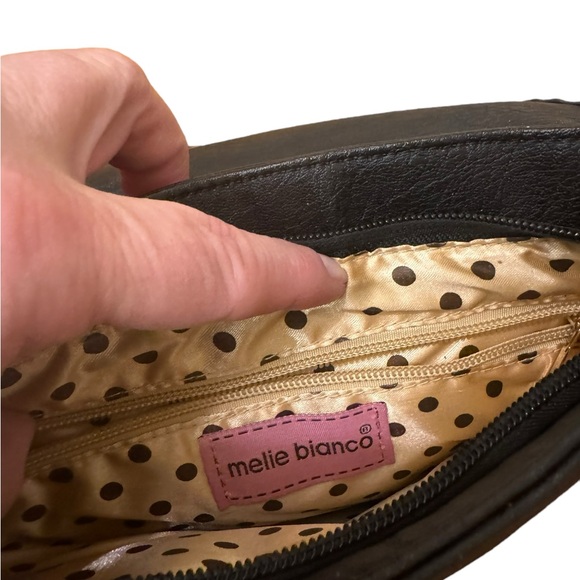 Melie Bianco Vegan Leather Woven Clutch in Black & White. VGUC - Picture 4 of 5